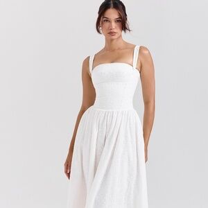 House of CB VIVIEN White Broderie Anglais Midi Sundress